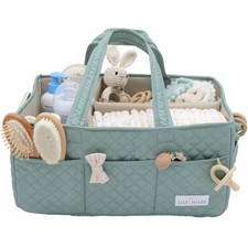 Baby Diaper Caddy Organizer, Quilted Nursery Storage Basket for Newborn Essen...