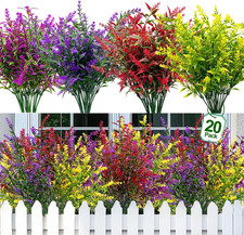 20 Bundles Artificial Flowers for Outdoors UV Resistant No Fade