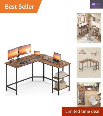 Platzsparender 130x130 cm L-förmiger Schreibtisch mit 2 Ablagen für Gamer & Profis