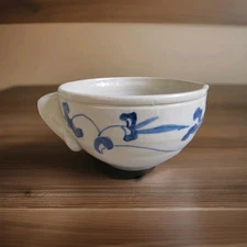 NANTUCKET POTTERY -COLBALT BLUE DESIGN SMALL BATTER BOWL OR SOUP BOWL 3.5"T X 6"