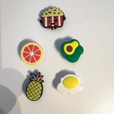 5 Piece Silicone Shoe Charms for Croc Style Shoes "Foods"
