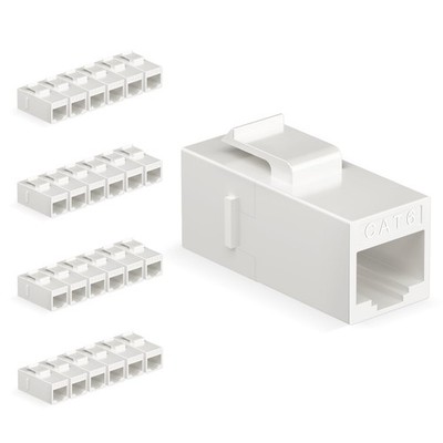 24 Pack CAT6 RJ45 Keystone Coupler Inline Female to Female White Ethernet