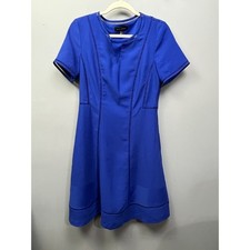 Banana Republic Dress Womens 6 Tall Blue Shift Ladder Stitch Short Sleeve Mini