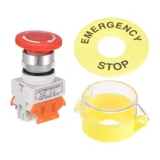 22mm Latching Emergency Stop Push Button Switch Cover Emergency Stop Sign 2NC