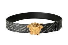 Versace Leather/Canvas Medusa Head Decorated Reversible Belt US 40 IT 100