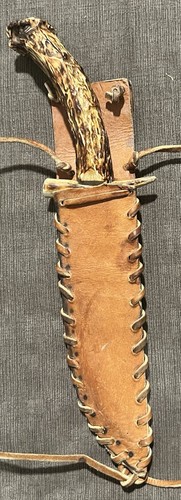 Hunting Knife HAND FORGED High CARBON STEEL Clip Point, Genuine Antler Handle