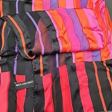 Jones New York Sheer Black Red Pink Purple Stripe Silk Scarf 50" long x 10" wide