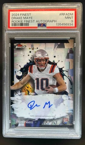 2024 Finest Drake Maye Auto RC #RFA-DM Patriots PSA 9 Rookie