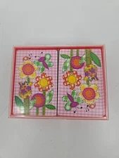 Vintage Remembrance Brown & Bigelow (2) Decks of Playing Cards Gingham Flowers