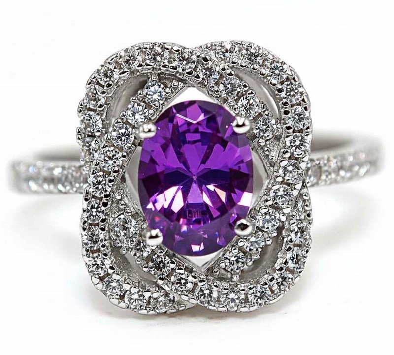3CT  Amethyst 925 Genuine Sterling Silver Ring Jewelry Sz 7