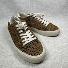 Madewell Sidewalk Sneakers Leopard Print Low Top Lace Up Shoes Women's Size 7.5