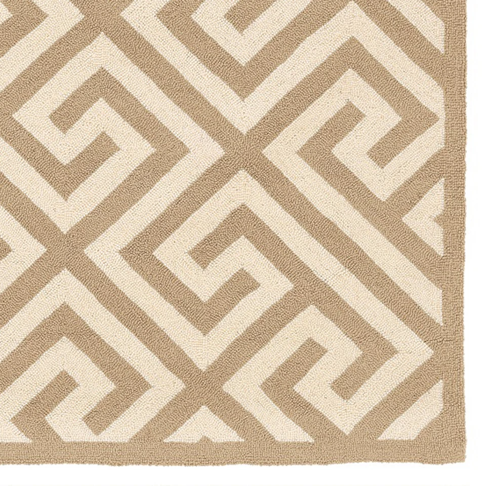 Linon Silhouette Greek Key Hand Hooked Wool 1'10"x2'10" Rug in Beige - Image 3 of 4
