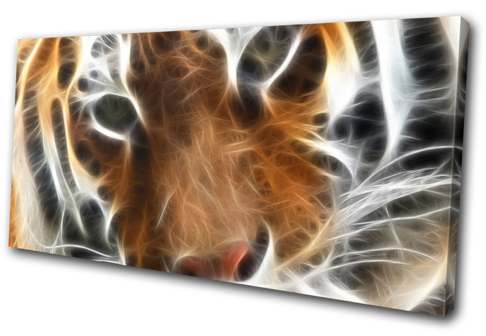 Tigre Fractal Naranja Animales UN SOLO LIENZO ARTE DE PARED Impresión de imagen
