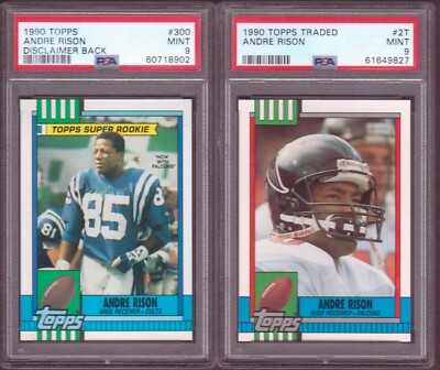PSA Label Error 1990 Topps Dual Error Andre Rison 9 w/ Corrected Colts Falcons