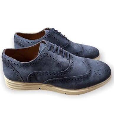 Genuine Moscassins Driver Club USA Blue Suede Men display picture 1