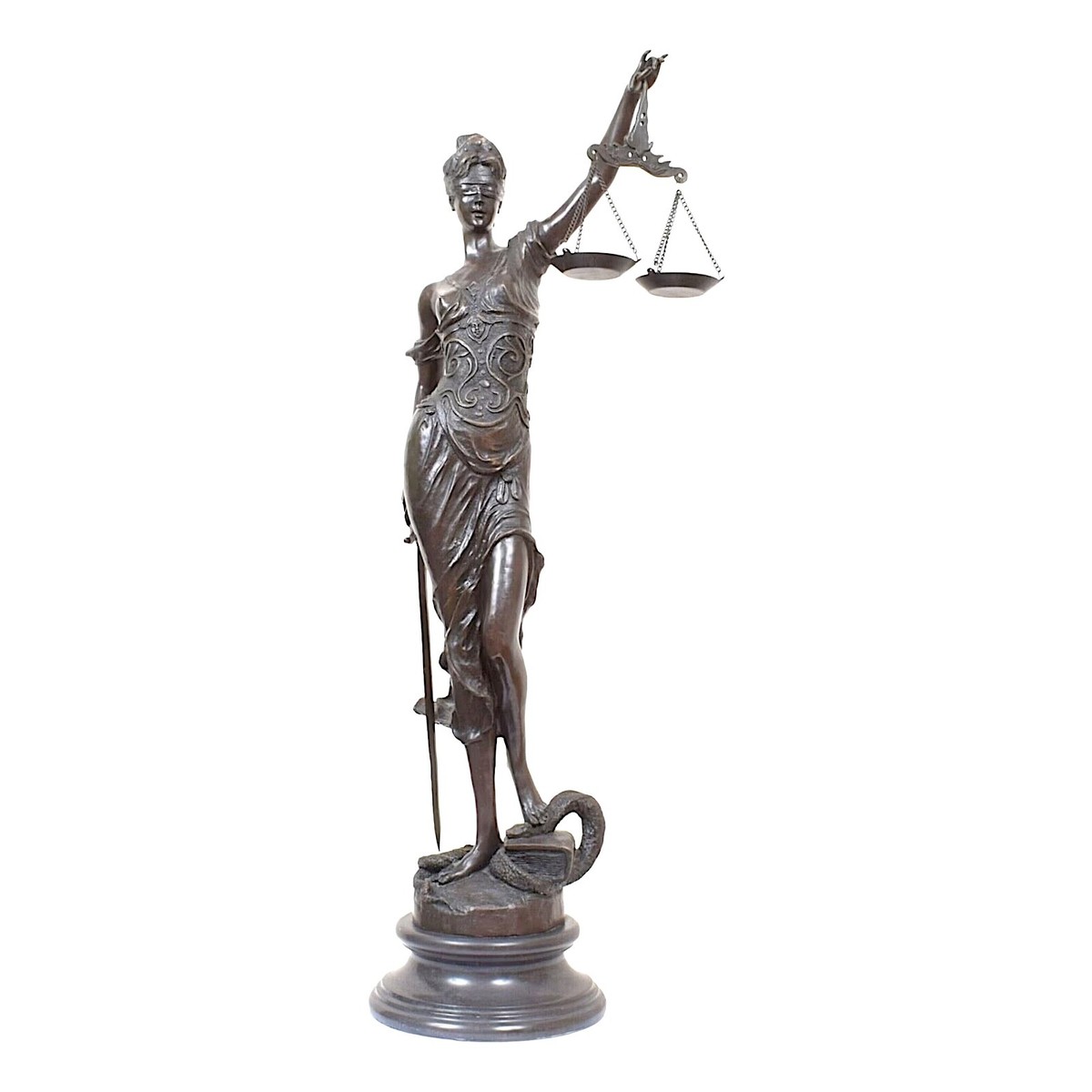 Themis Greek Roman Blind Lady Of Justice Law Goddess Statue – Handmade Cast Marble