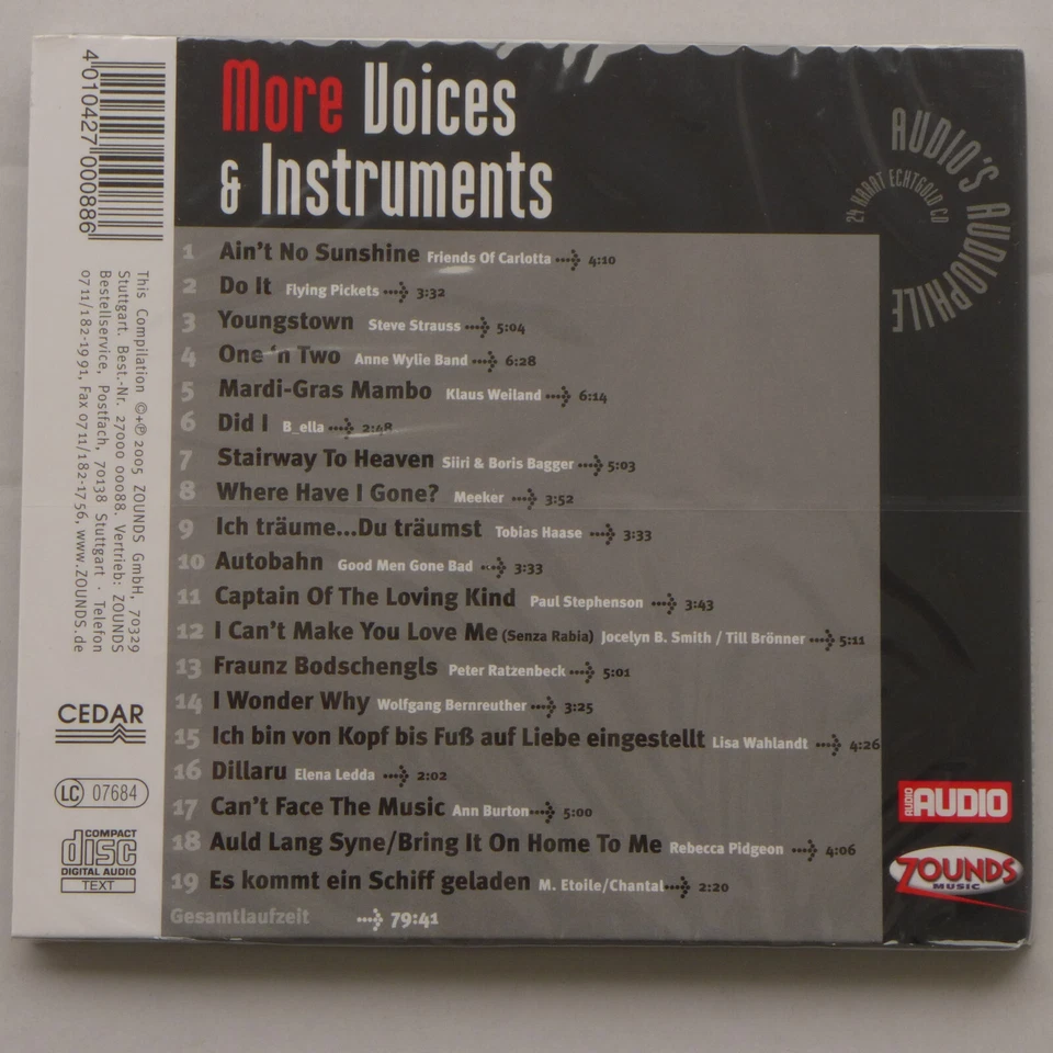 MORE VOICES & INSTRUMENTS - AUDIO’S AUDIOPHILE - ZOUNDS 24 KARAT GOLD-CD - NEU - Bild 2 von 2