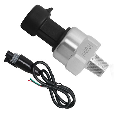 New 5V Pressure Transducer 100Psi with Connect for Oil Fuel Gas Water US 