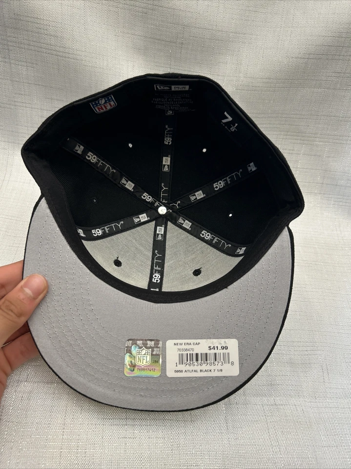 New Era NFL Atlanta Falcons Negro 59FIFTY Gorra Ajustada, Gorra, Nueva Talla 7 1/8 Foto 4 de 4