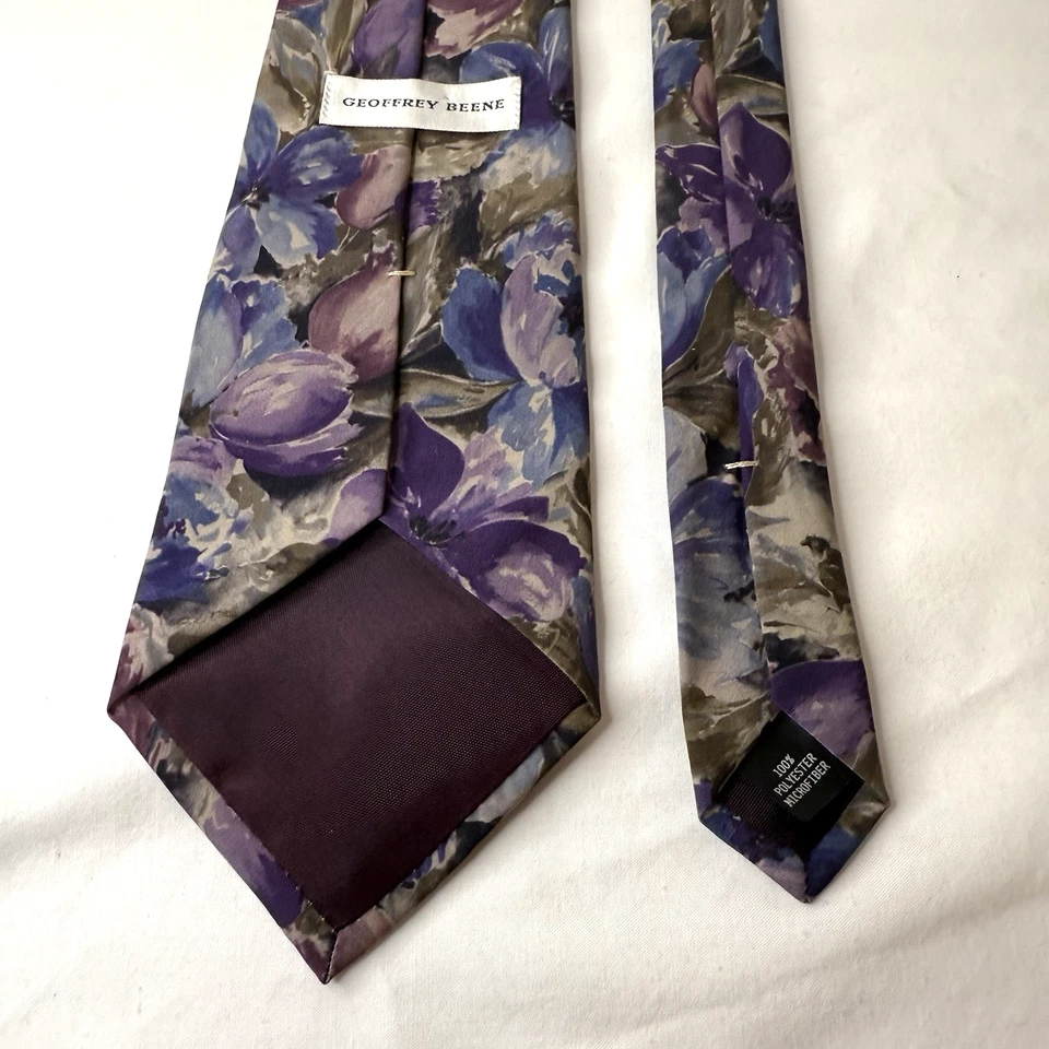 Geoffrey Beene 男式领带 100% 聚酯纤维 美国制造 复活节花卉图案 — 第 4/4 张图片