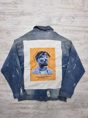 Jacket Men's Jeans Denim 2PAC Color Blue Size Relax Fit New