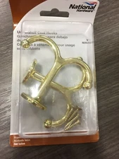 National Hardware N245-811 Brass Plated Zinc Undershelf Coat Hook 35 lb capacity
