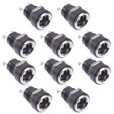 10 x 2.5mm x 5.5mm Round Panel Chasis Mount Female Socket DC Connector Jack Plug