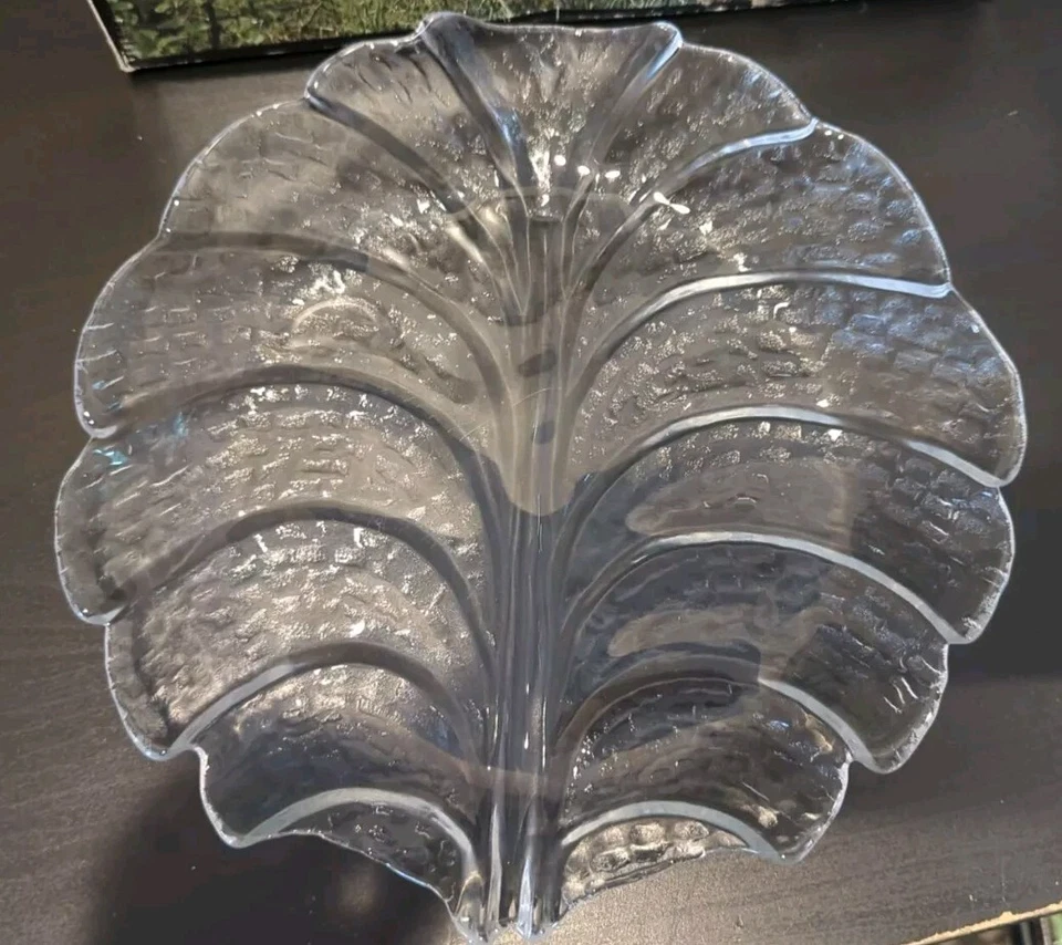 Orrefors Suecia "Eden" Plato de Vidrio Hoja Ovalado 10" Juego de 2 Sin astillas ni grietas Foto 2 de 4