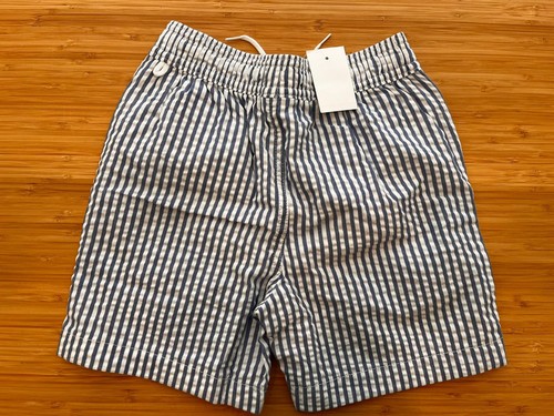 Crewcuts BOY Blue White Stripe Seersucker Swim Trunks Suit NEW Sz 7 - Picture 2 of 4