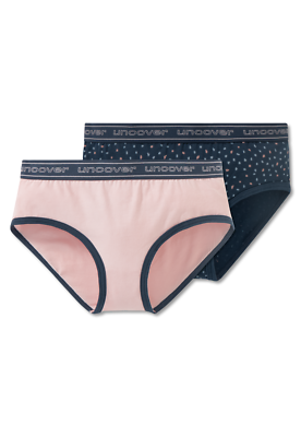 Schiesser Mädchen Panty Unterhose, Nachtblau Mit Blaugrauen Punkten | Elastischer Single Jersey, Mit Picots & Schmucksteinchen
