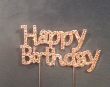 CRYSTAL RHINESTONE HAPPY BIRTHDAY CAKE TOPPER