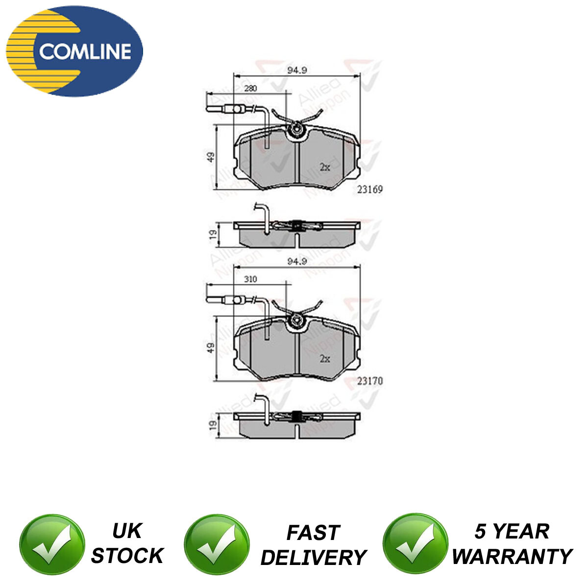 Brake Pads Set Front Allied Nippon Fits Peugeot 306 19942002 2.0 eBay