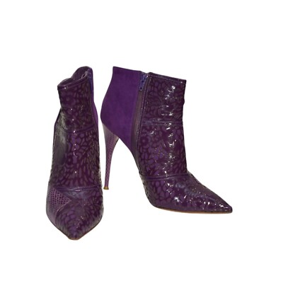 Chloe purple pointed toe cut out patent leather, suede snake ankle boots  39,5