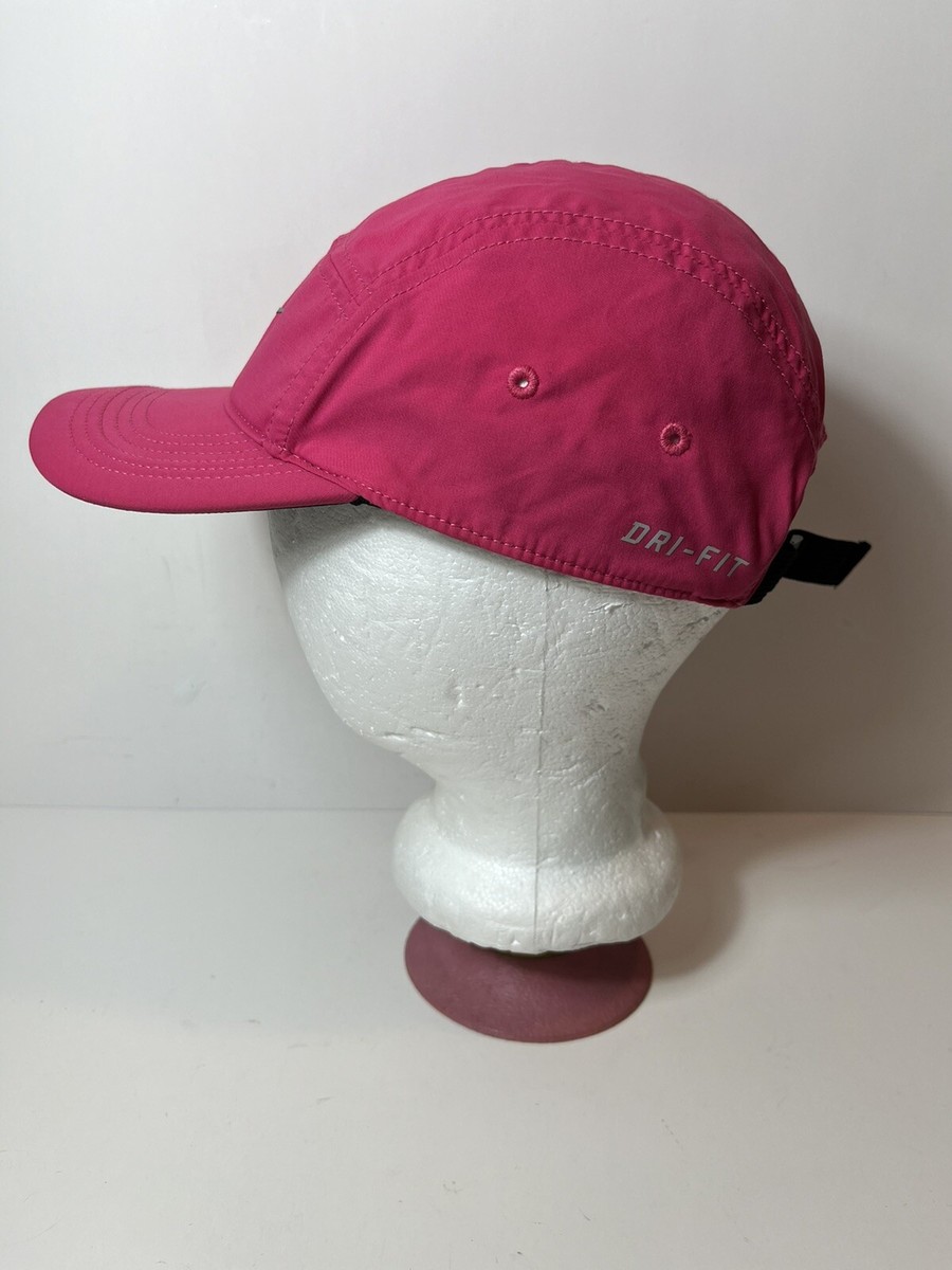 Nike AW84 Dri Fit 5 Panel Hat Cap Pink Fuchsia Reflective Swoosh