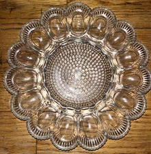Vintage 11.25" Hobnail Mid Century Deviled Egg Dish. VG