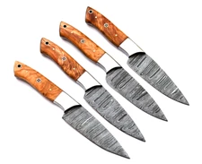 CUSTOM MADE FORGE DAMASCUS STEEL BLADE STEAK KNIVES SET KITCHEN CHEF KNIVES 2719
