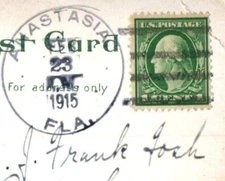 1915 Villa Flora St. Augustina Florida FL Anastasia FL Antique Postcard