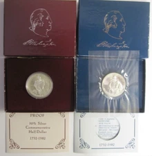 (Set of 2) 1982 G. Washington Commemorative Proof and Unc. Silver Half Dollars