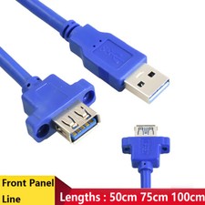 USB 3.0 A Male to USB Female Extension Screw Lock Panel Mount Cable 20 Pin Blue