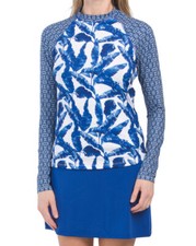 CABANA LIFE L 10-12 Blue Palms UPF 50 Rashguard Swim Top NWT