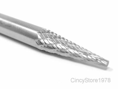 SM2D Pointed Cone Shape Carbide Burr Bur Cutting Tool Die Grinder Bit 1/4'' NEW