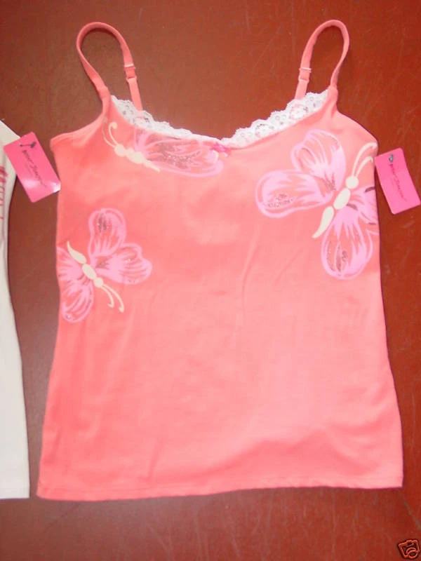 Women's Camisole Pajama Top Betsey Johnson Orange Adjustable Straps Shelf  Bra