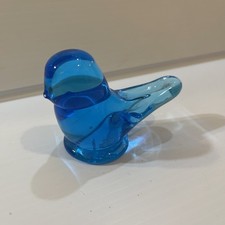 Blue Bird of Happiness Art Glass Figurine Signed Ron Ray Vintage 1997