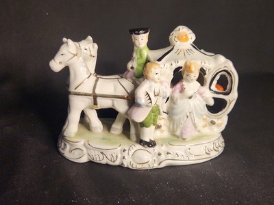 Vintage Horse Drawn Carriage Colonial Lady Scene Cinderella Vibes Japan 