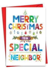 1 Christmas Greeting Card w/ Envelope - Happy Holidays Special Neighbor Holiday