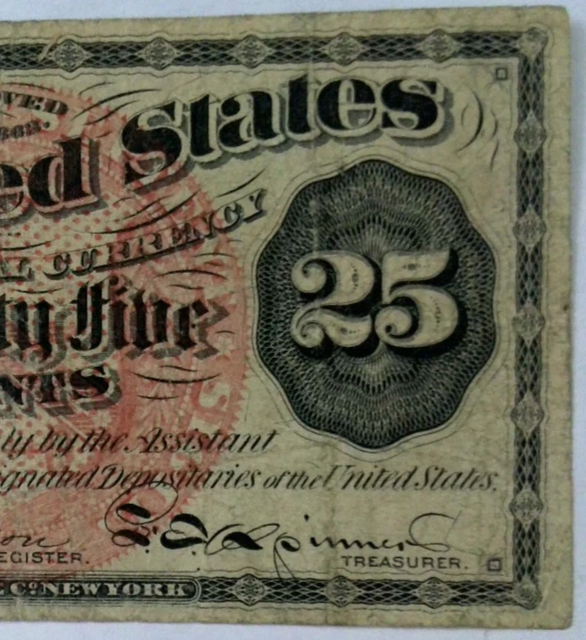 1863 25 Cent Fractional Currency 25 Cents – 4th Issue Fr 1303 - Image 4 of 4