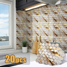 20-Sheet Self-Adhesive Peel and Stick Hexagon Wall Tile Sheets with 3D Textured