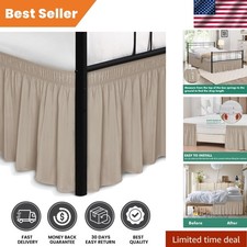 Luxurious 16" Drop Queen Bed Skirt with Split Corners - Light Camel Fabric