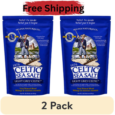 Celtic Sea Salt Light Grey Sea Salt Resealable Bag Kosher Certified 16 oz 2 Pack