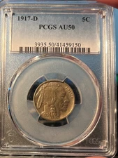 1917-D Buffalo Nickel 5c PCGS AU50